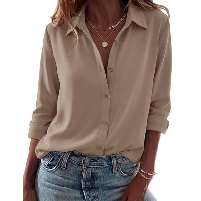 Casual Long Sleeve Button Down Shirt For Women