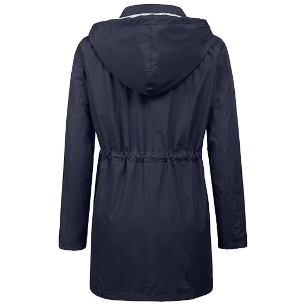 Waterproof Long Hooded Trench Coat Lined Windbreaker Travel Jacket