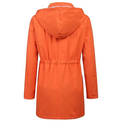 Waterproof Long Hooded Trench Coat Lined Windbreaker Travel Jacket