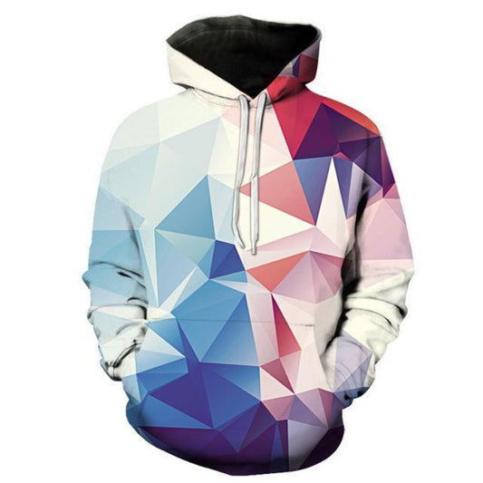 3D Geometric Diamond Printed Pullover Hoodie