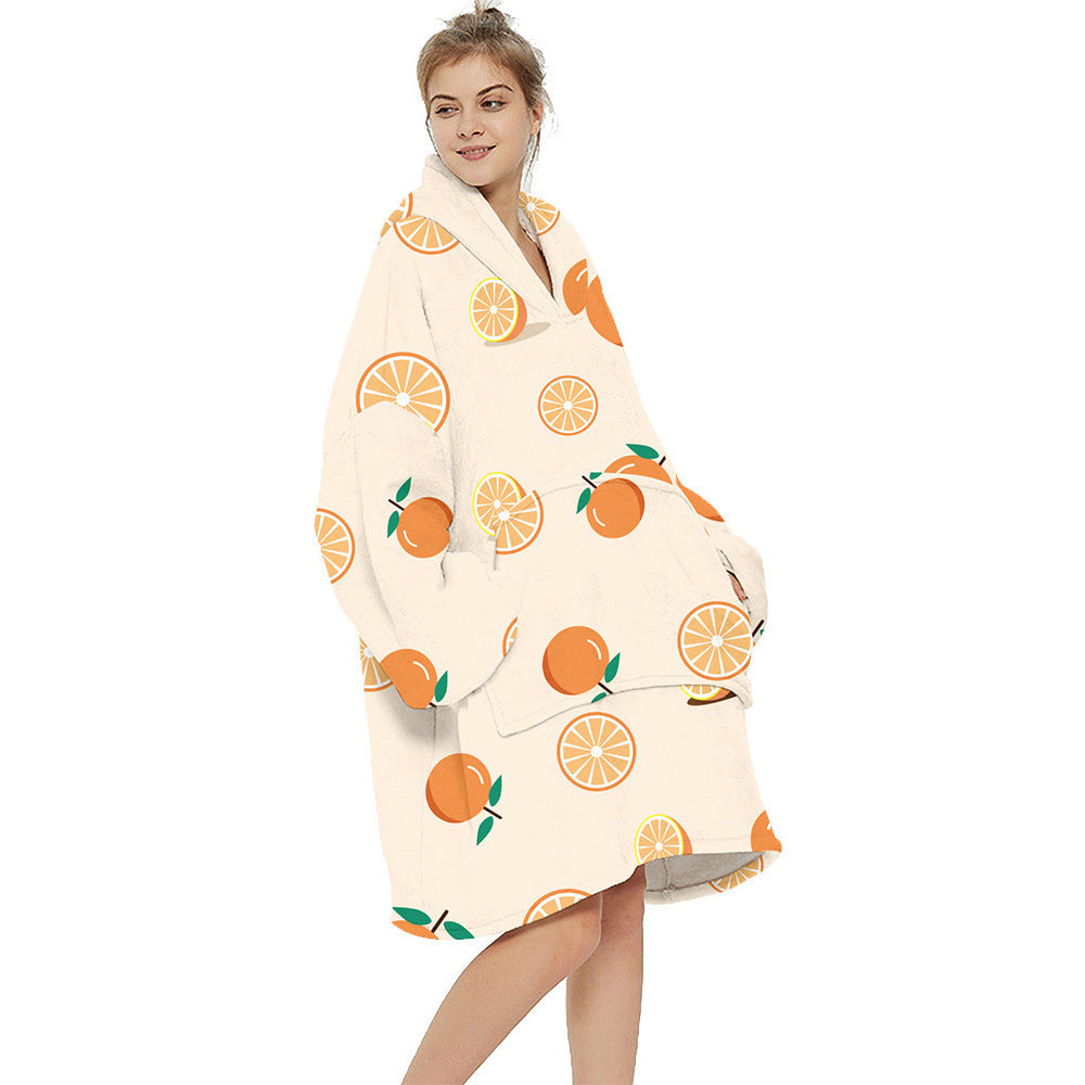 Multi Printed Cozy Thickened Blanket Hoodie