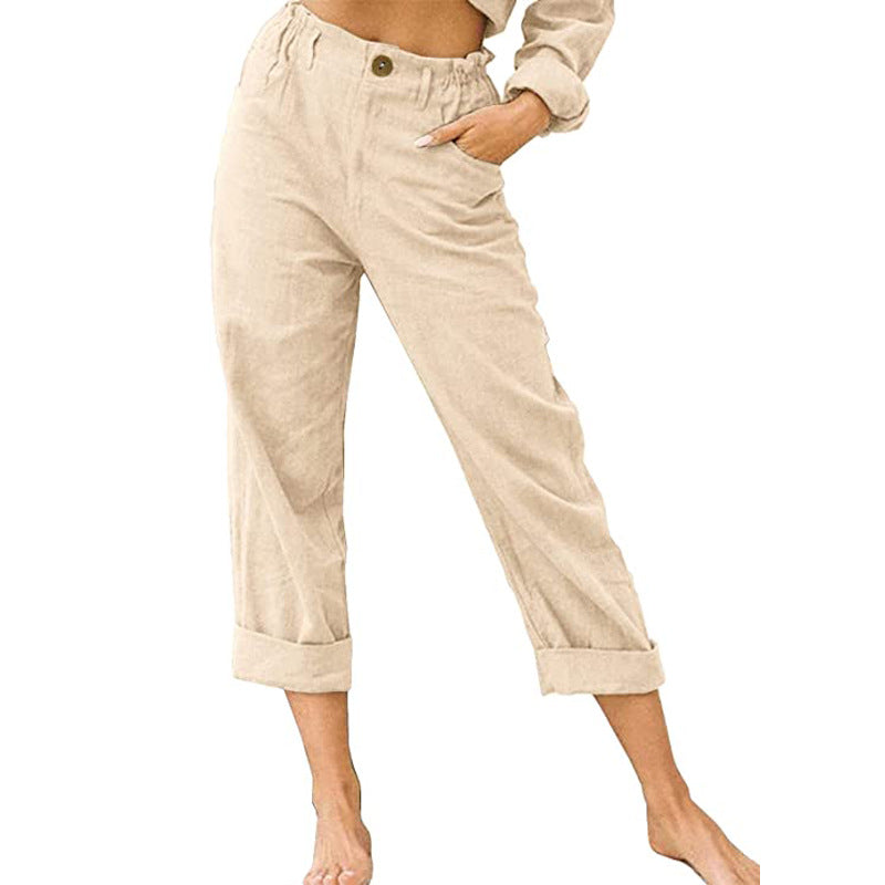 Casual Loose Elastic Linen Pants