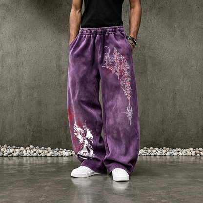 Casual Letter And Cartoon Print Sweatpants For Men