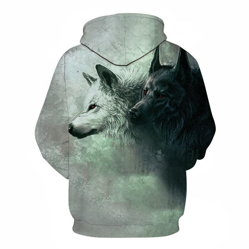 Double Wolves 3D-gedruckter lässiger Kapuzenpullover