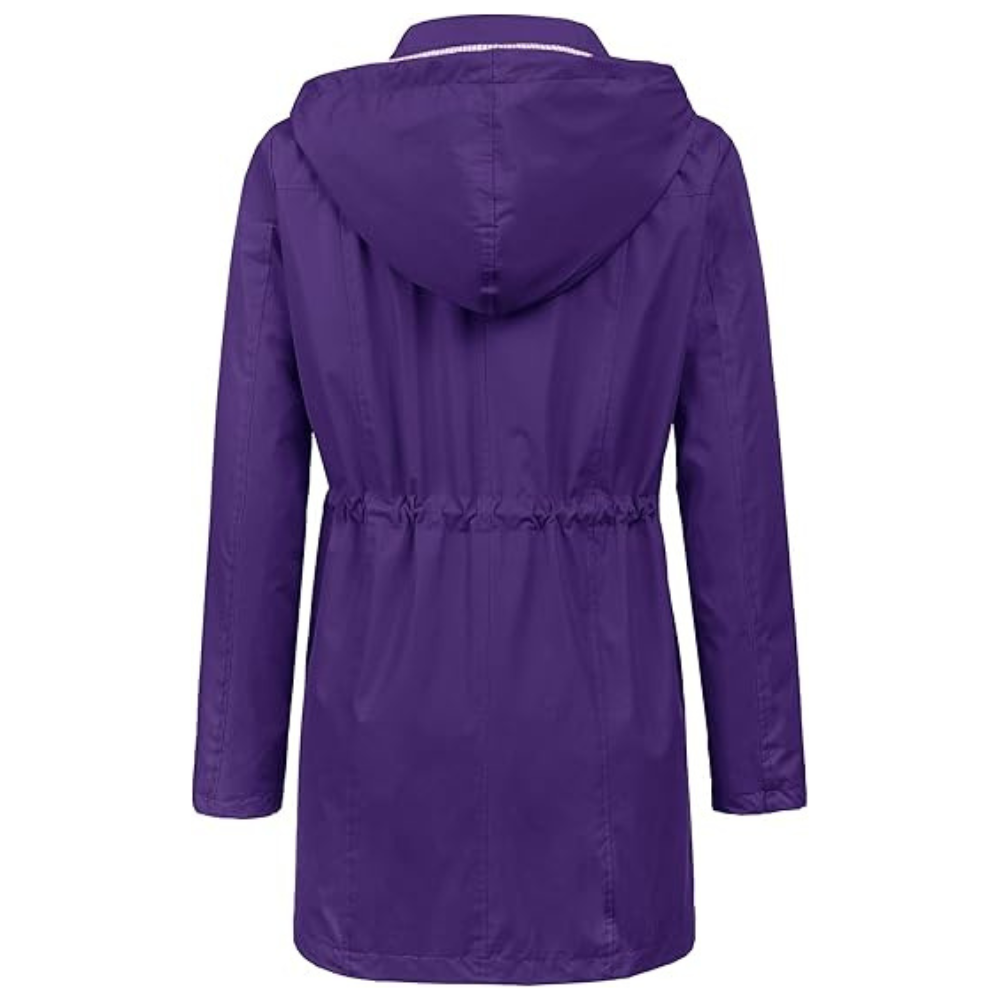 Waterproof Long Hooded Trench Coat Lined Windbreaker Travel Jacket