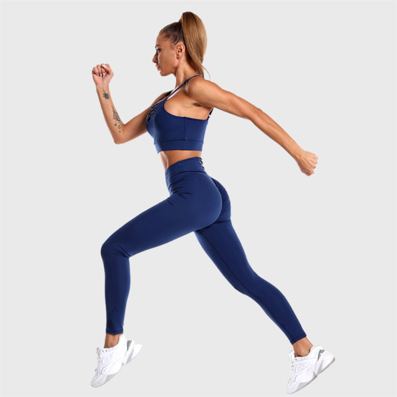 3 Pieces Hooded Top Hollow Design Camisole Seamless Leggings Activewear Set