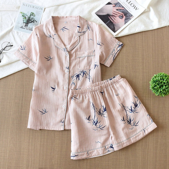 Short Sleeve Shorts Ladies Cozy Pajama Set