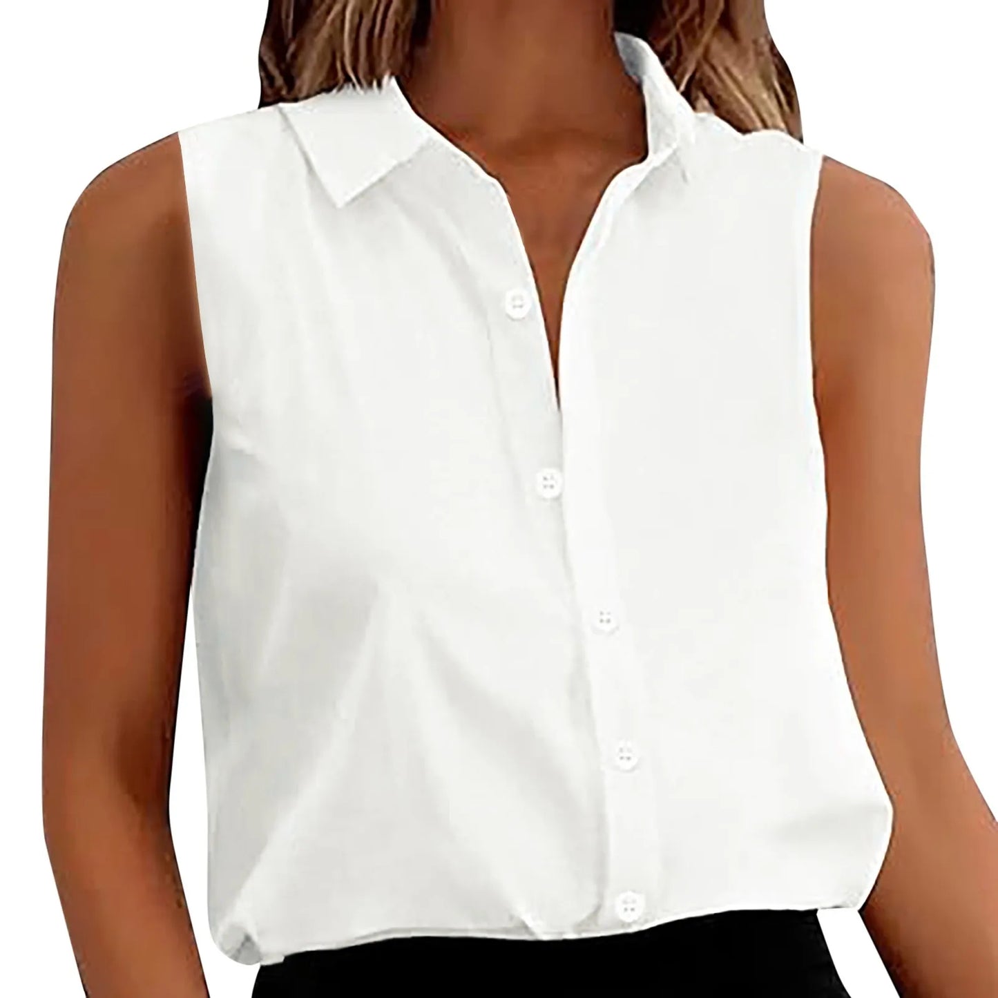 Summer Elegant Button Up Sleeveless Top