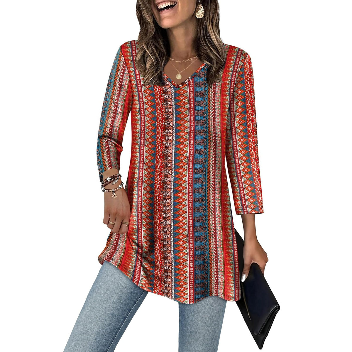 Casual Loose Sleeve Everyday Tunic Top For Women