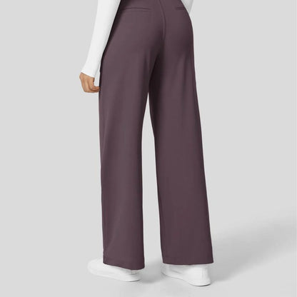 High Waisted Straight Pants With Side Pocket For Women