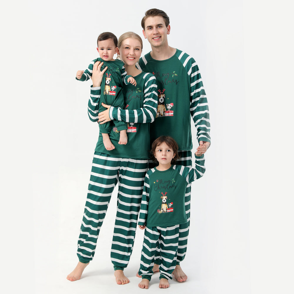 Ensemble de pyjamas assortis pour la famille de Noël imprimé dinosaure et chien