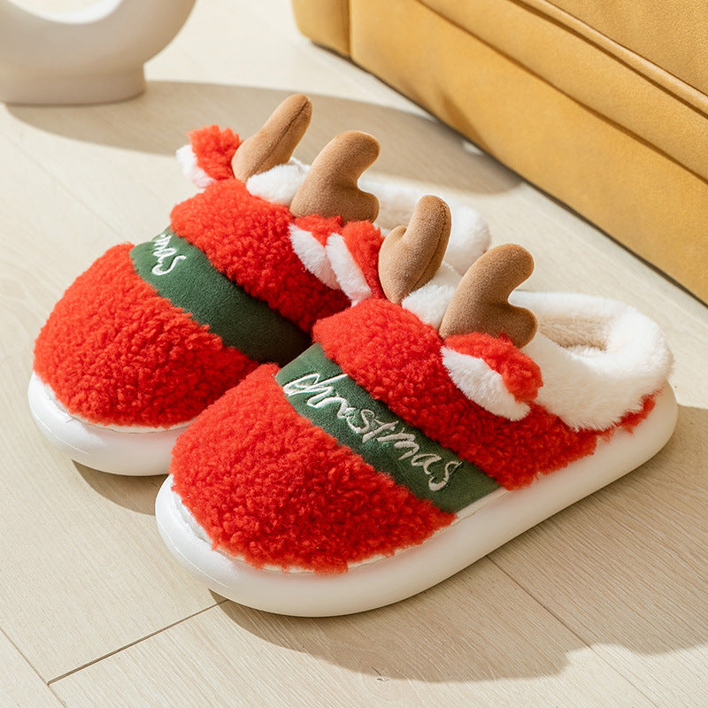 Christmas 3D Elk Horn Soft Cozy Slippers