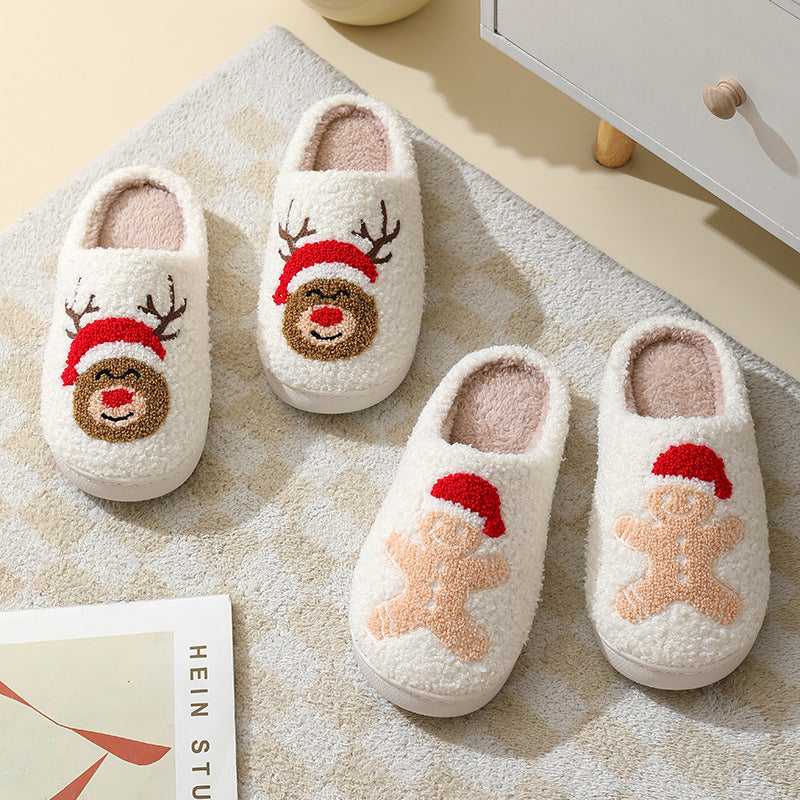 Cartoon Santa Claus Cotton Christmas Slippers