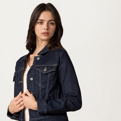 Classic Front Button Denim Jacket With Pockets