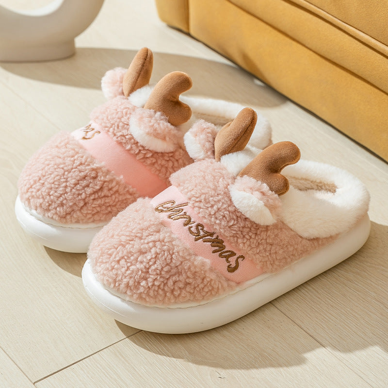 Christmas 3D Elk Horn Soft Cozy Slippers