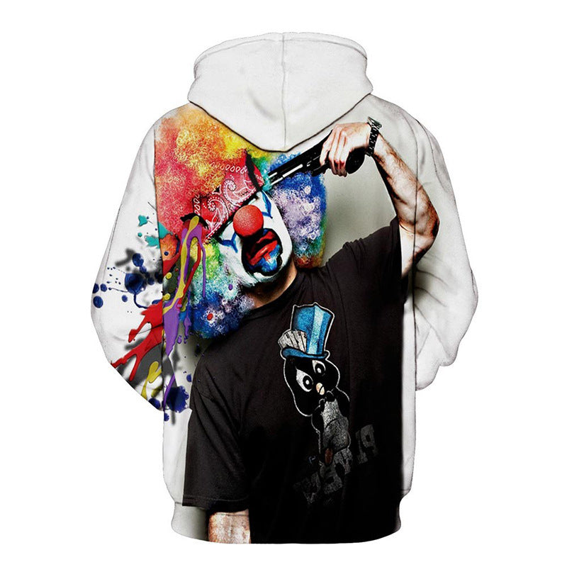 Stylischer Kapuzenpullover mit Clown-Digitaldruck