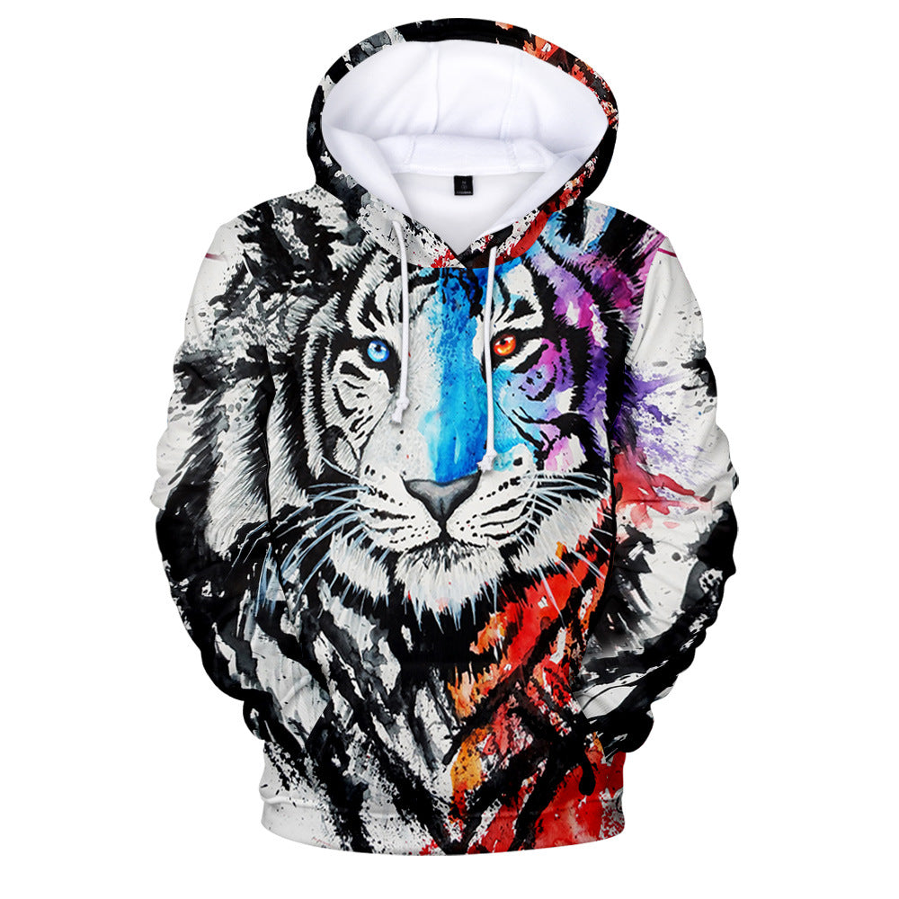 Multi Shade Tiger 3D Printed Vibrant Hoodie