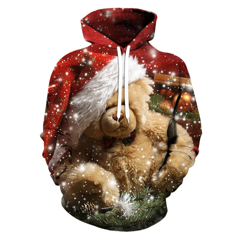 Collection de sweats à capuche 3D imprimés à motif de Père Noël de Noël