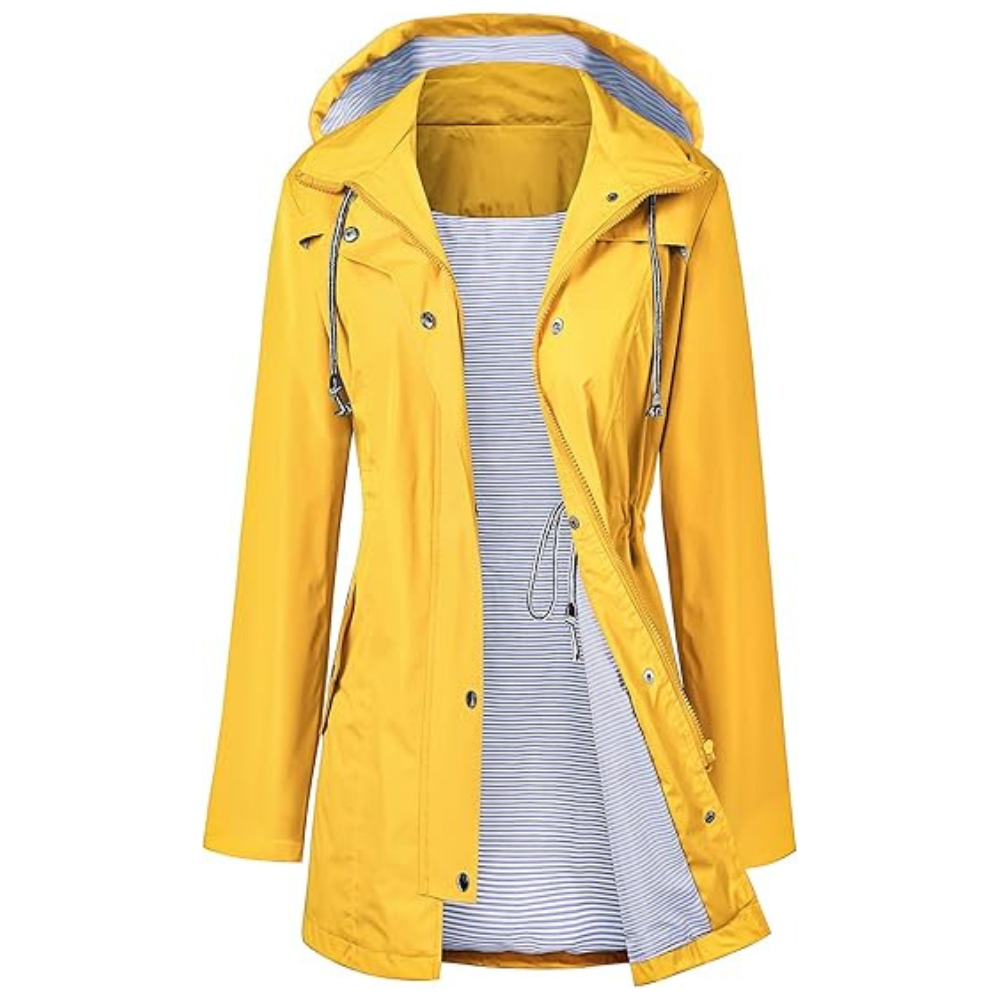 Waterproof Long Hooded Trench Coat Lined Windbreaker Travel Jacket