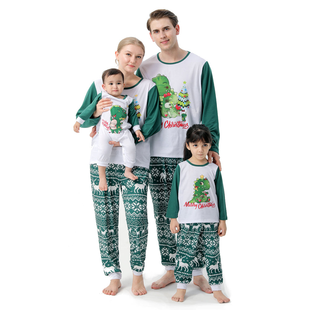 Dino And Dog Printed Christmas Family Matching Pajamas Set