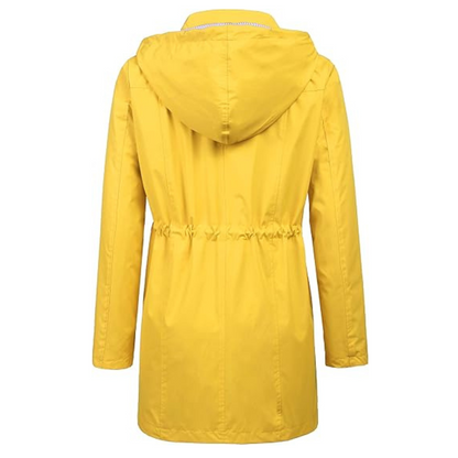 Waterproof Long Hooded Trench Coat Lined Windbreaker Travel Jacket