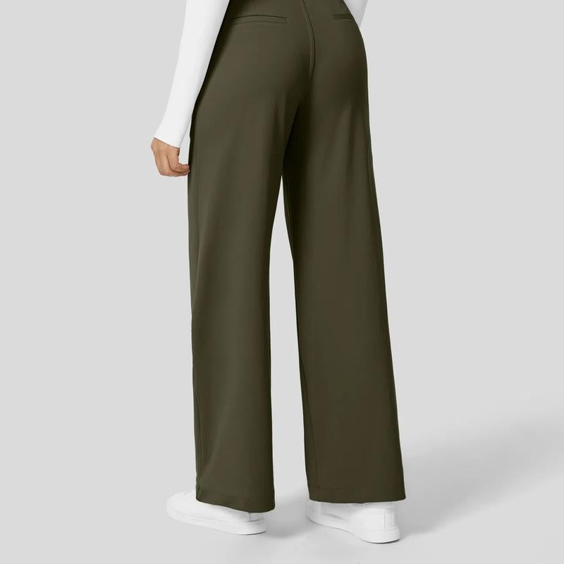High Waisted Straight Pants With Side Pocket For Women