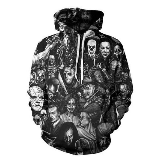 Lässiger 3D-Horror-Charakter-Hoodie