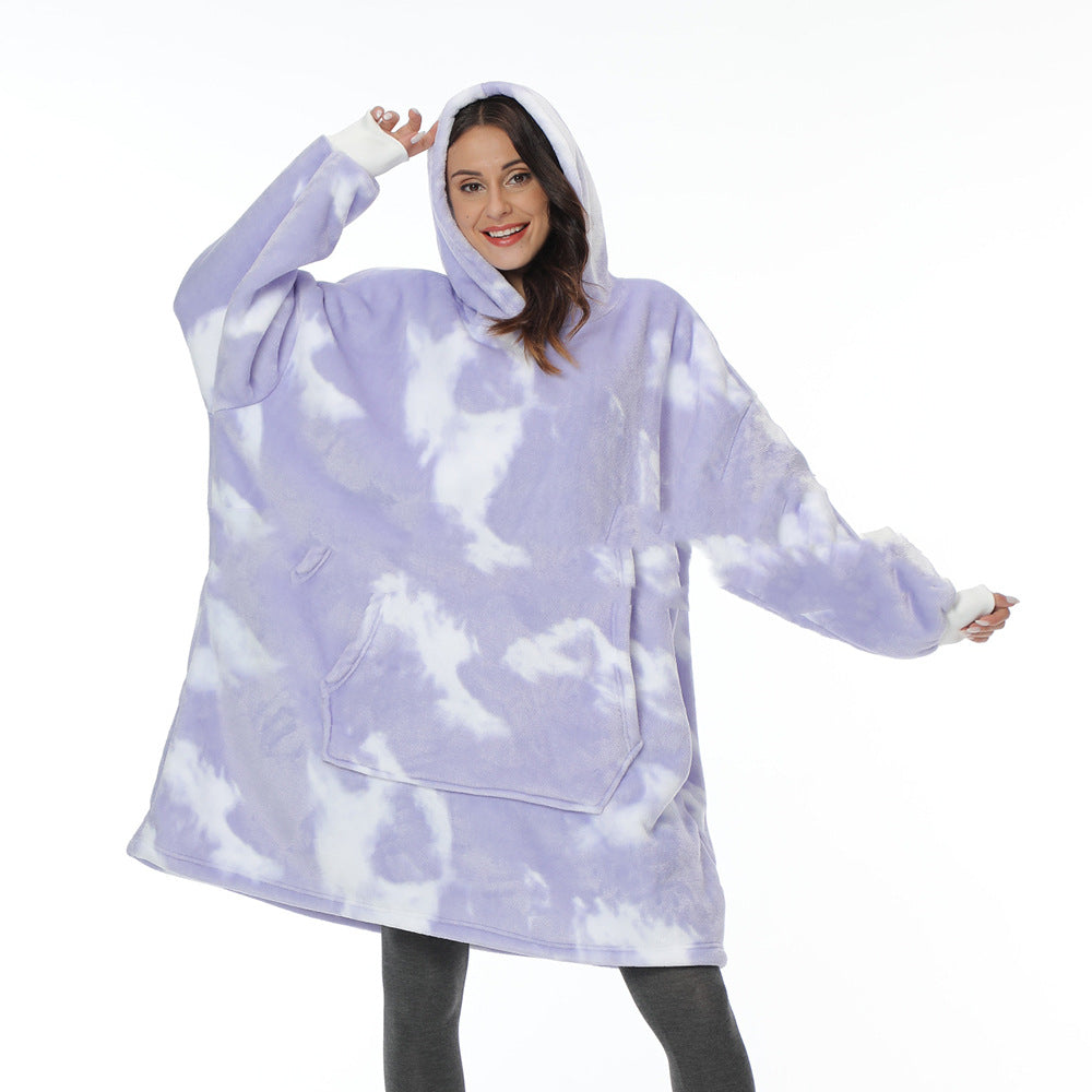 Cozy Flannel Hooded Nightgown Blanket Hoodie