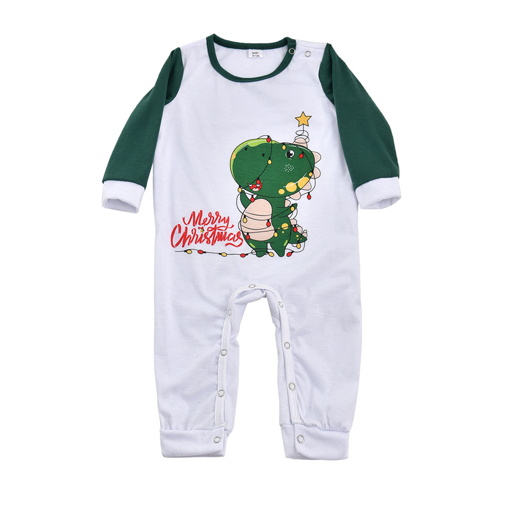 Cartoon Dino Printed Christmas Family Matching Pajamas Set