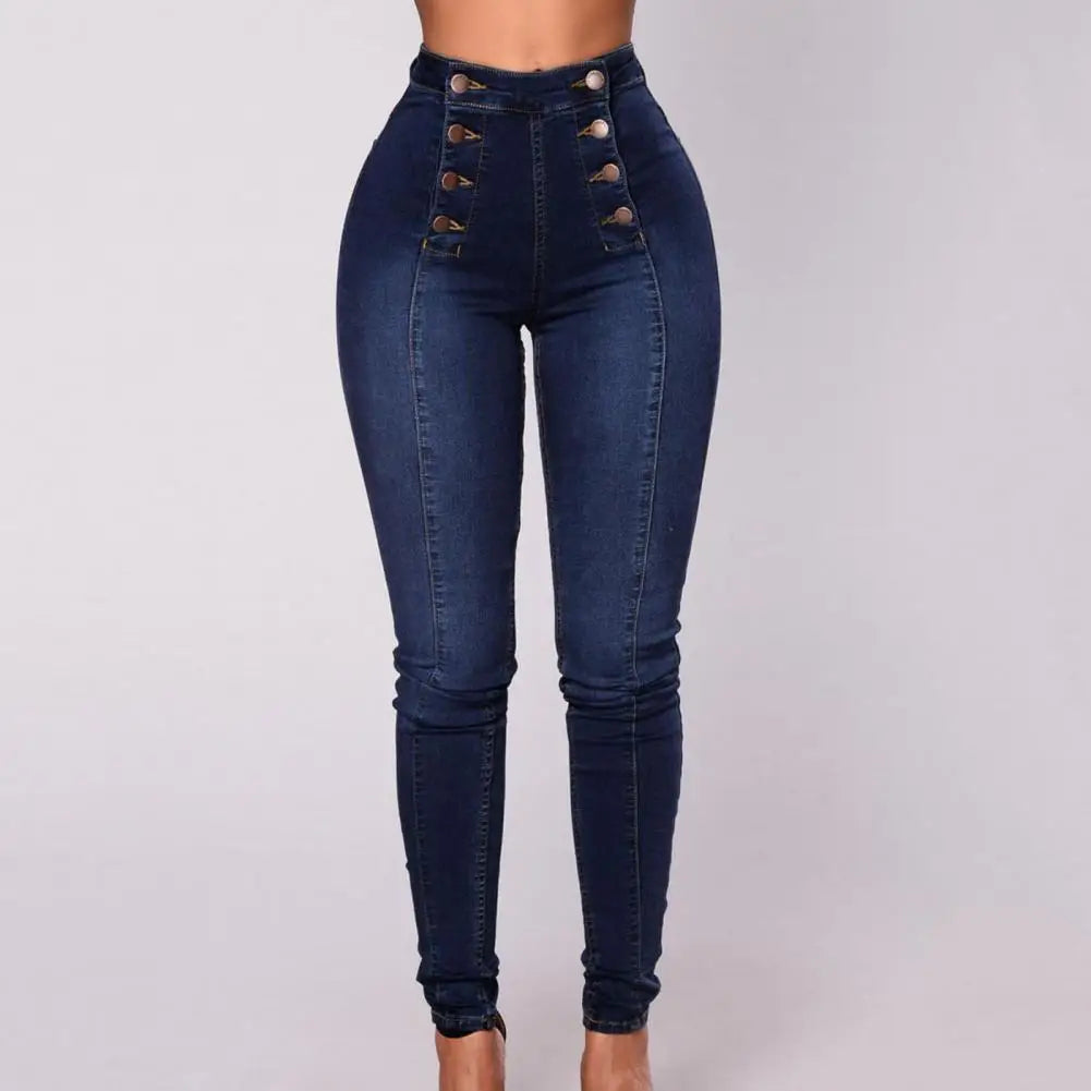 Damen Bleistiftjeans mit hoher Taille