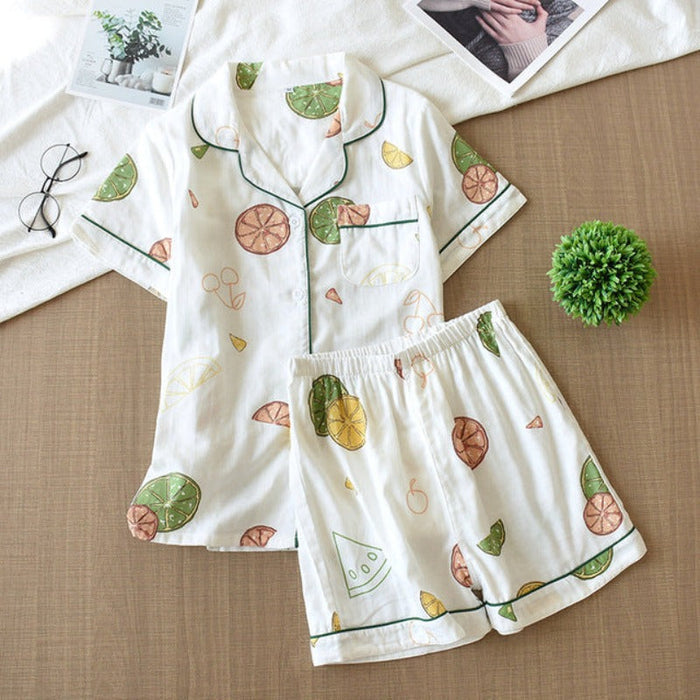 Short Sleeve Shorts Ladies Cozy Pajama Set