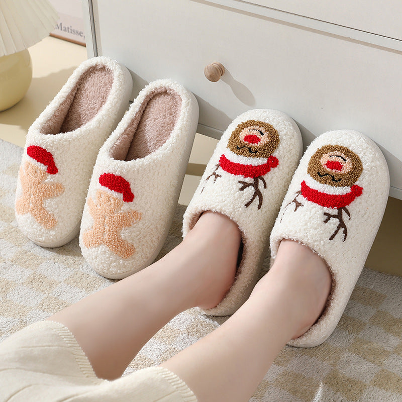 Cartoon Santa Claus Cotton Christmas Slippers