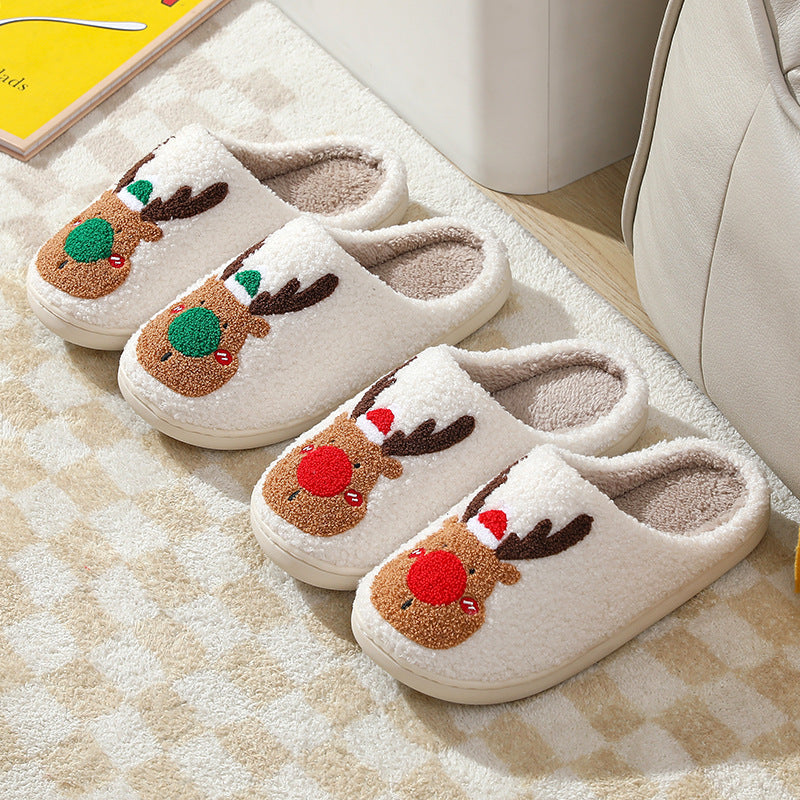 Christmas Elk Printed Soft Cozy Slippers