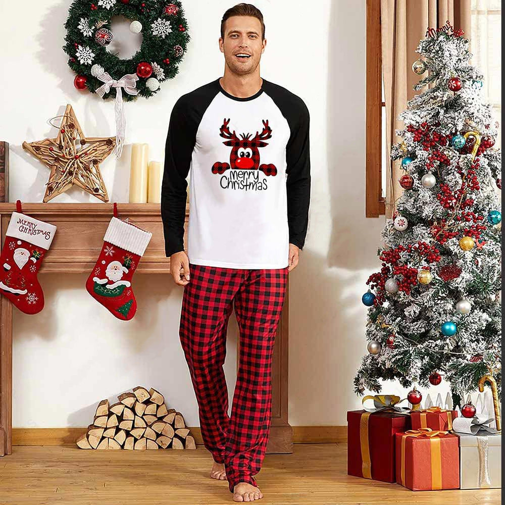 Baby Reindeer Plaid Christmas Family Matching Pajamas Set