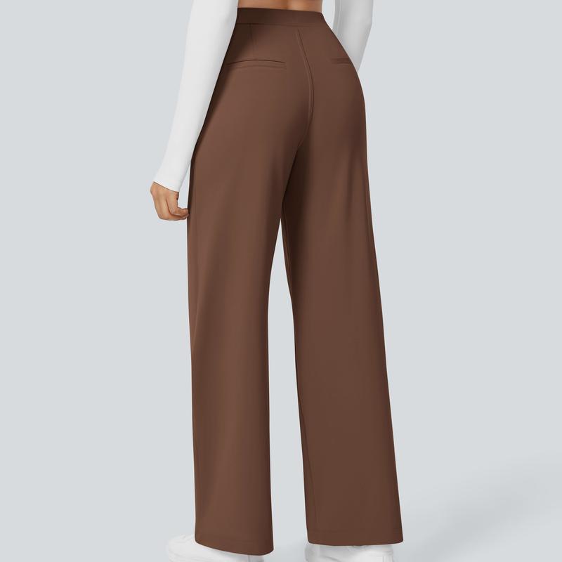 High Waisted Straight Pants With Side Pocket For Women