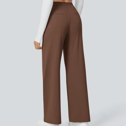 High Waisted Straight Pants With Side Pocket For Women