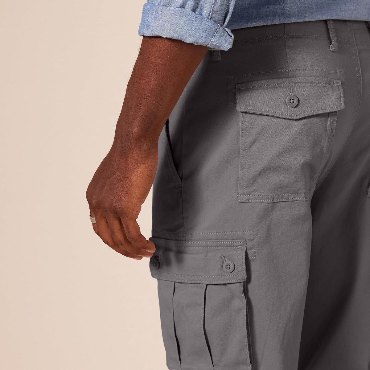 Straight Fit Stretch Cargo Pants For Men
