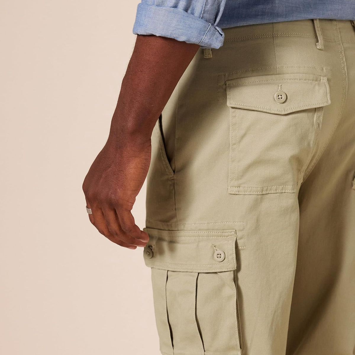 Straight Fit Stretch Cargo Pants For Men