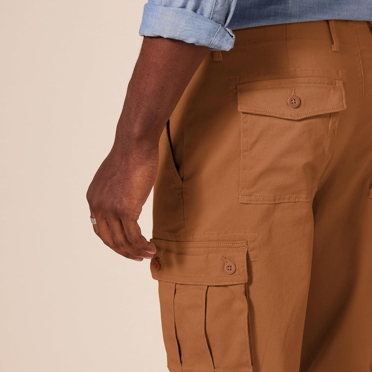 Straight Fit Stretch Cargo Pants For Men