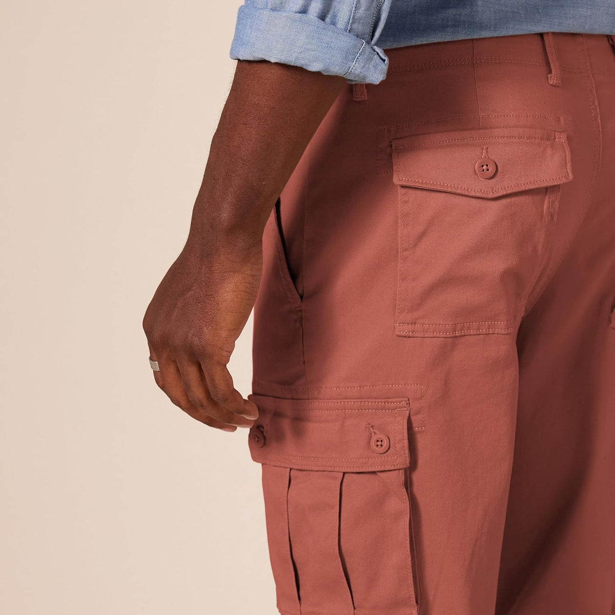 Straight Fit Stretch Cargo Pants For Men