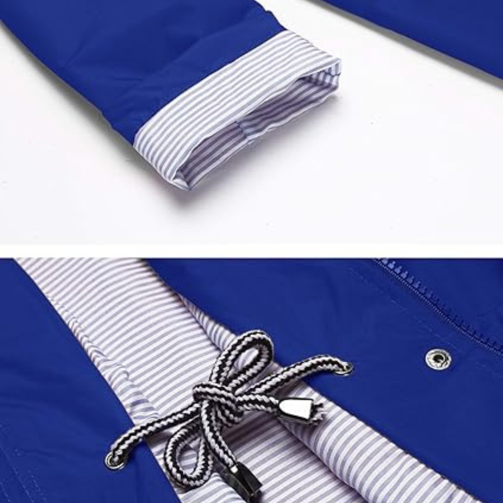 Waterproof Long Hooded Trench Coat Lined Windbreaker Travel Jacket
