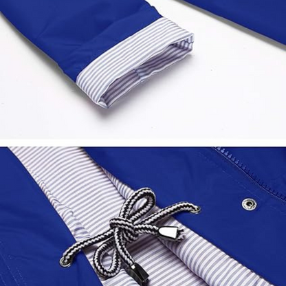 Waterproof Long Hooded Trench Coat Lined Windbreaker Travel Jacket