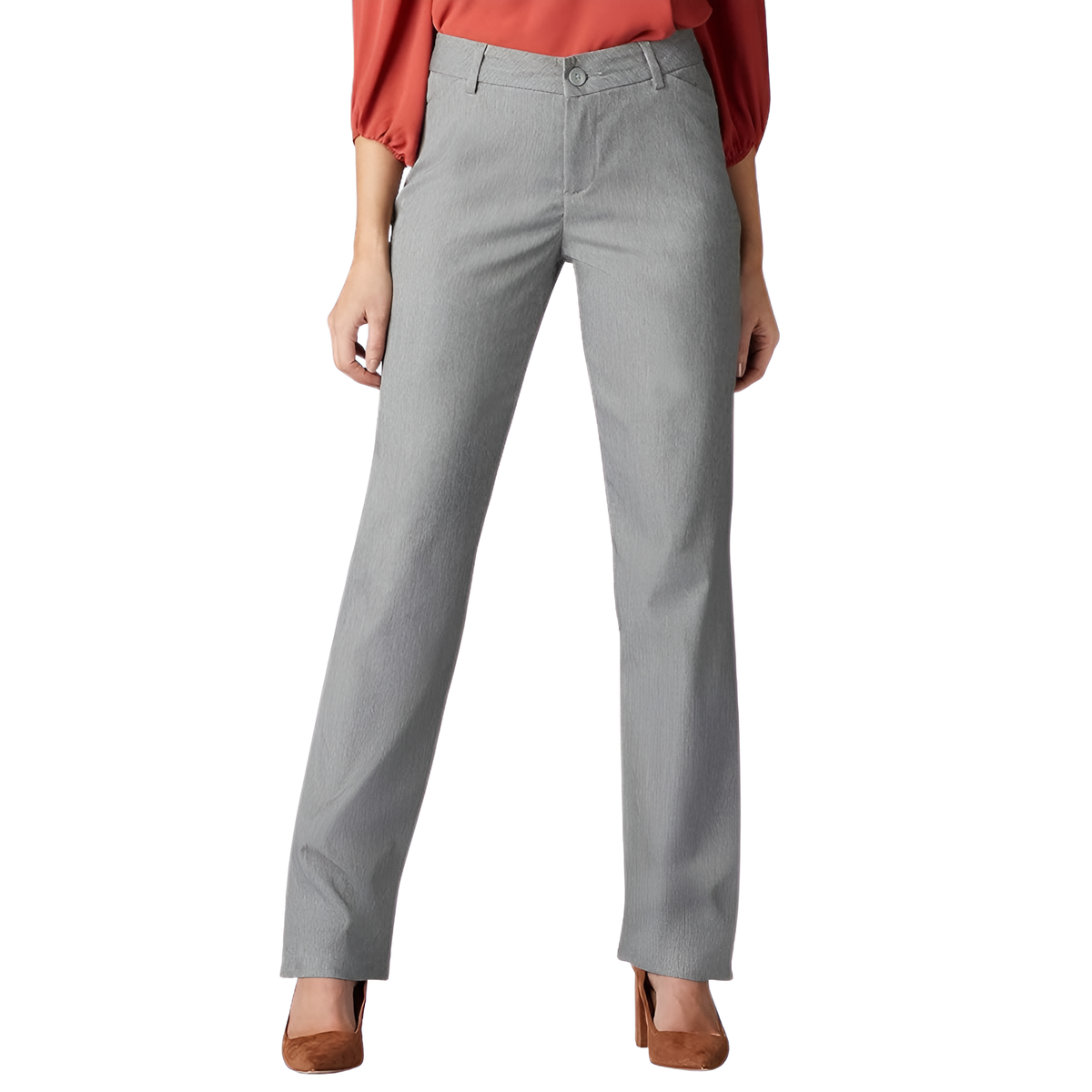 Comfortable Mid Rise Work Trousers For Women