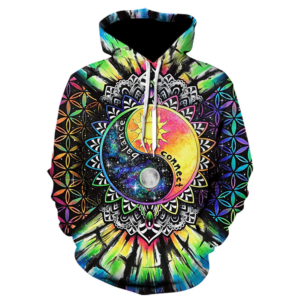 Kung Fu Symbol Printed Multi Shade Hoodie