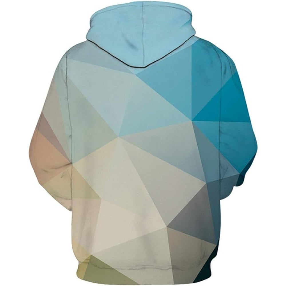 Digital bedruckter Pullover-Hoodie mit geometrischem Diamantmuster