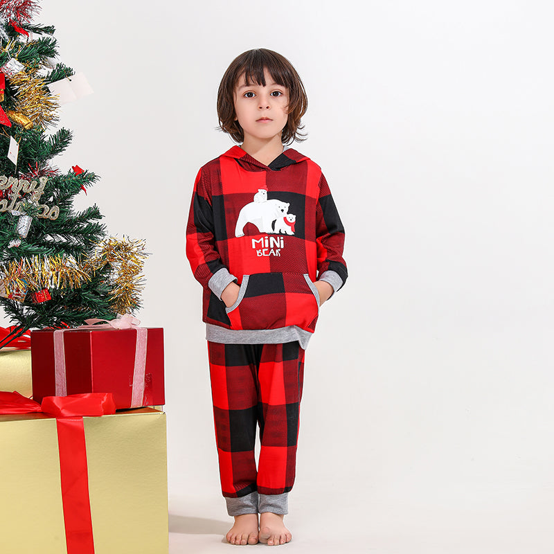 Weihnachtsbär-Familien-passendes Hoodie-Pyjama-Set