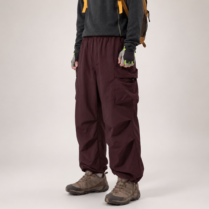 Lightweight Baggy Cargo Parachute Pants With Elastic Waist