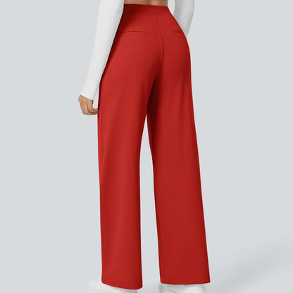 High Waisted Straight Pants With Side Pocket For Women