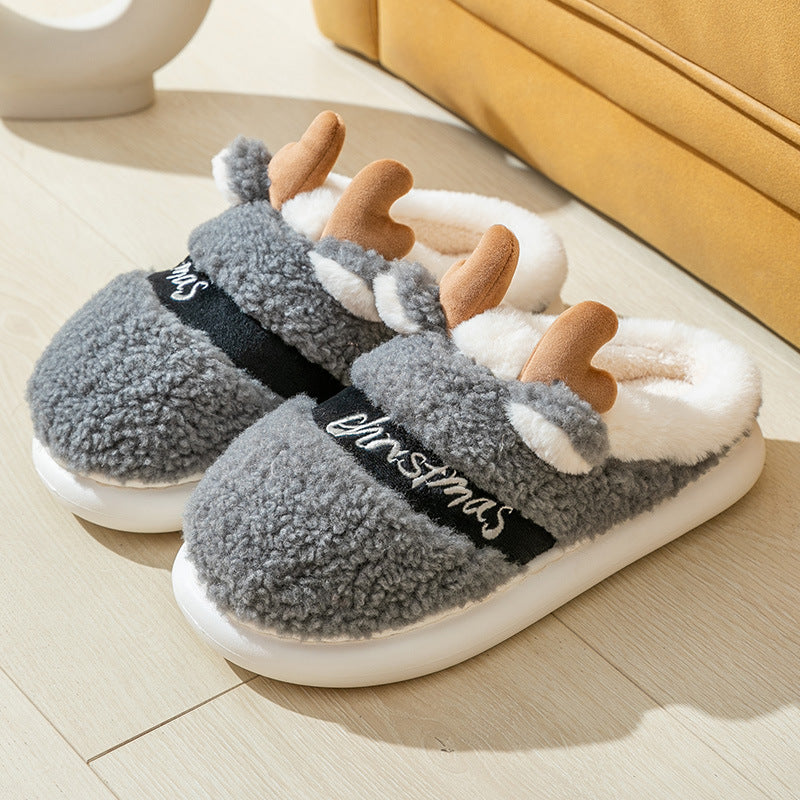 Christmas 3D Elk Horn Soft Cozy Slippers