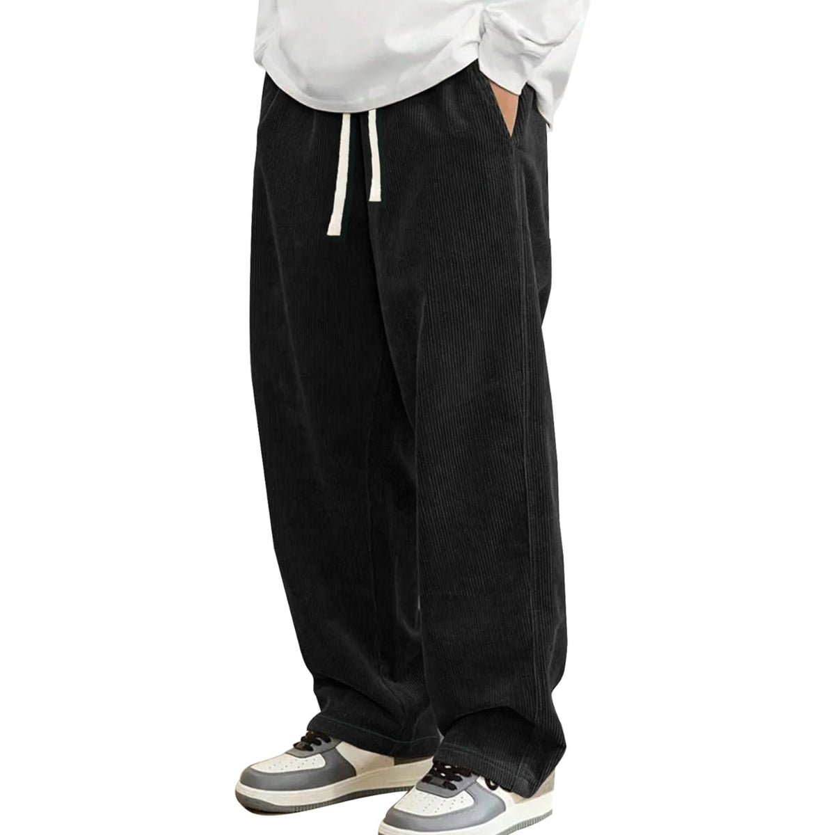 Casual Loose Fit Wide Design Straight Pants For Men